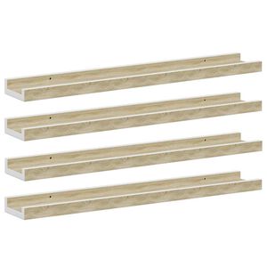 vidaXL Wandschappen 4 st 60x9x3 cm wit en sonoma eikenkleurig