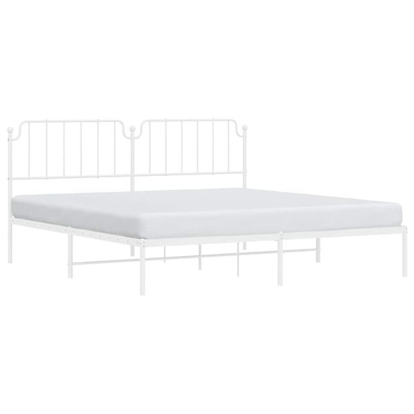 vidaXL Bedframe met hoofdbord metaal wit 193x203 cm