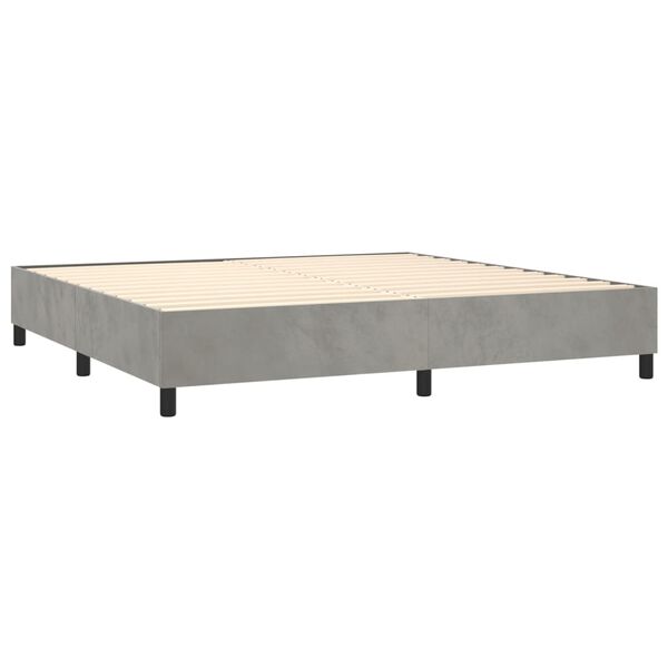 vidaXL Boxspring met matras fluweel lichtgrijs 200x200 cm