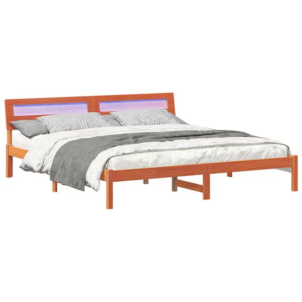 vidaXL Bedframe met hoofdeinde Bruin 200 x 200 cm Massief grenenhout