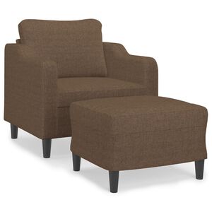 vidaXL Fauteuil met voetenbank 60 cm stof bruin
