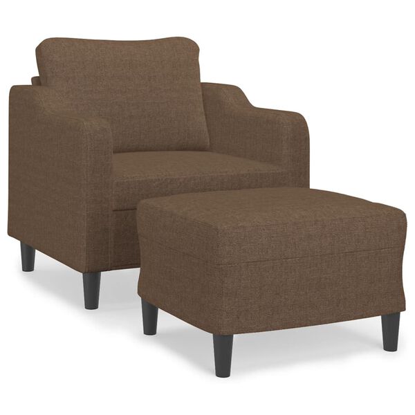 vidaXL Fauteuil met voetenbank 60 cm stof bruin
