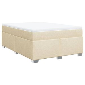 vidaXL Boxspring met matras stof cr&egrave;mekleurig 140x200 cm