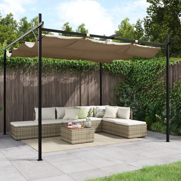 vidaXL Pergola met uitschuifbaar dak 295x292x230 taupe