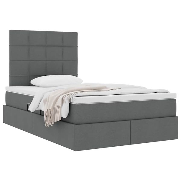 vidaXL Opslag bed met matras met matras Donkergrijs 120 x 190 cm Stof