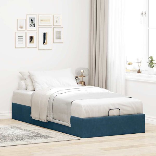 vidaXL Bedframe zonder matras 90x190 cm fluweel donkerblauw