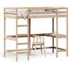 vidaXL Hoogslaper met bureau massief grenenhout 90x200 cm