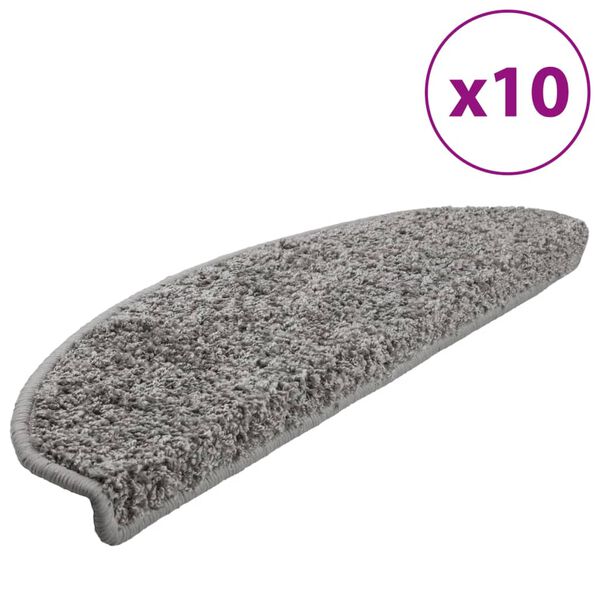 vidaXL Trapmatten 10 st 65x21x4 cm Grijs Halfrond Groot