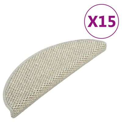vidaXL Trapmatten zelfklevend 15 st sisal-look 65x21x4 cm grijs