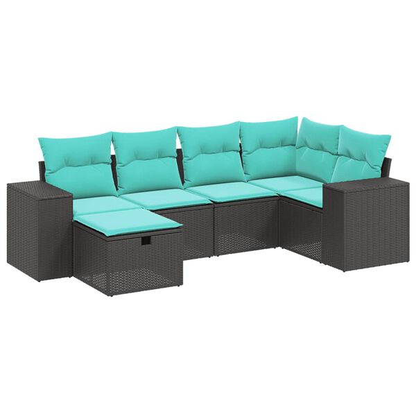 vidaXL 7-delige Loungeset met kussens poly rattan grijs