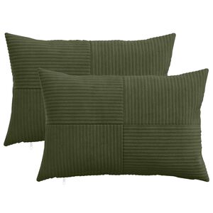 vidaXL Kussensloop 2 pcs ALMELO Groen 30 x 50 cm corduroy
