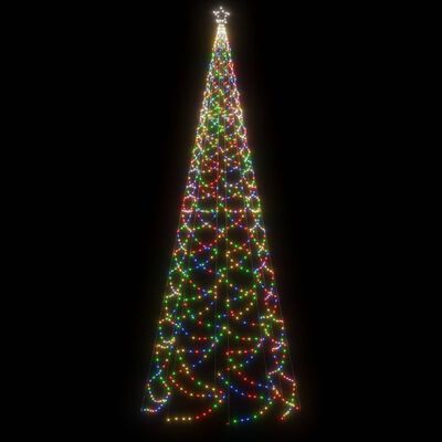 vidaXL Kerstboom met metalen paal en 1400 meerkleurige LED's 5 m
