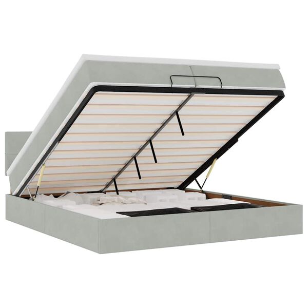 vidaXL Ottoman bed met matras 200x200 cm fluweel lichtgrijs