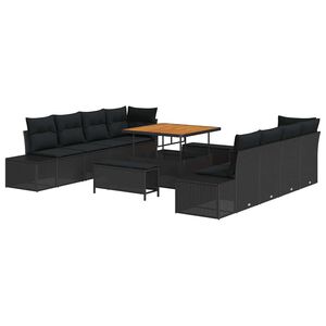 vidaXL Tuinbankenset Zwart Poly riet