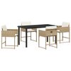 vidaXL Tuin eettafelset met kussen 5 pcs Beige poly rattan