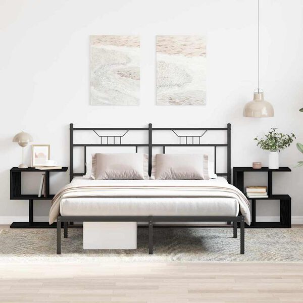 vidaXL Nachtkastje 2 pcs Zwart Eiken 50 x 30 x 51,5 cm Bewerkt hout