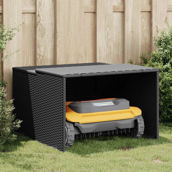 vidaXL Garage voor robotmaaier 86x90x52/57 cm poly rattan zwart
