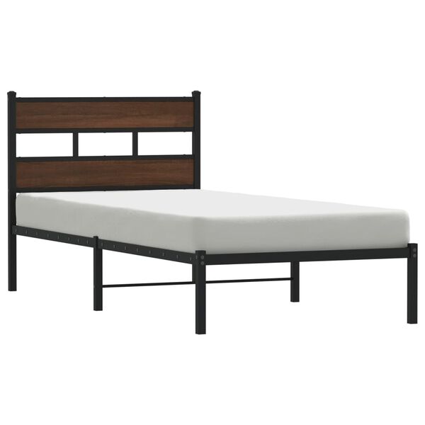 vidaXL Bedframe met hoofdbord zonder matras bruin eiken 100x200 cm