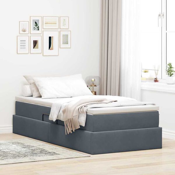 vidaXL Opbergbed met matras met matras Donkergrijs 90 x 190 cm Fluweel