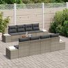 vidaXL Tuinbankenset met opslag 9 pcs Grijs poly rattan