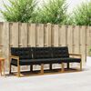 vidaXL Buiten bankenset met kussen 3 pcs Natuurlijk en Zwart