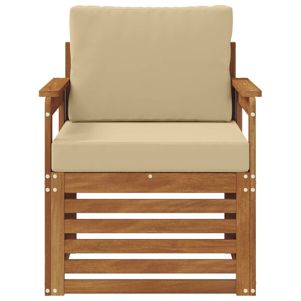 vidaXL Buiten bankenset Massief Acaciahout en Polyester Naturel