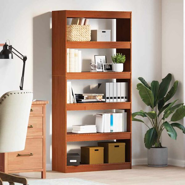 vidaXL Boekenkast Wasbruin 80 x 30 x 167,5 cm Massief grenenhout