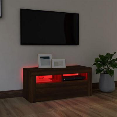 vidaXL Tv-meubel met LED-verlichting 90x35x40 cm bruin eikenkleur