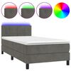 vidaXL Boxspring met matras en LED fluweel donkergrijs 90x200 cm