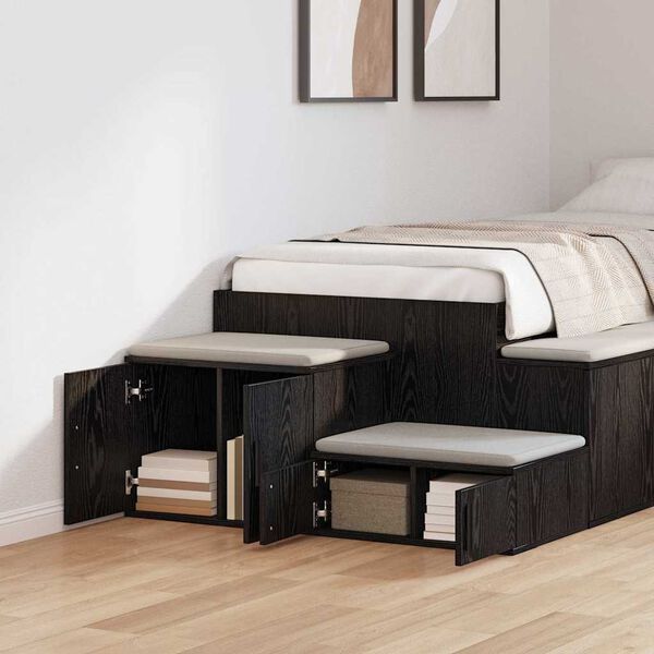 vidaXL Opbergkast 2 pcs Zwart Eiken 108 x 41 x 40 cm Bewerkt hout