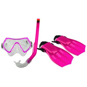 Waimea Duikset met bril / snorkel / flipper junior 34-38 roze / zwart