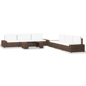 vidaXL 7-delige Loungeset poly rattan bruin