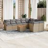 vidaXL 10-delige Loungeset met kussens poly rattan gemengd beige