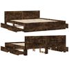 vidaXL Bedframe met hoofdeinde bewerkt hout gerookt eiken 200x200 cm