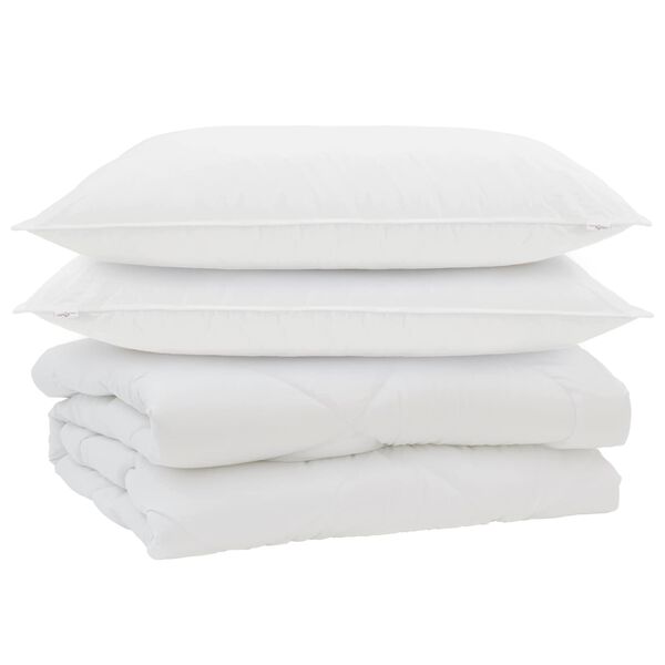 vidaXL Dekbed met kussen 3 pcs Wit Microfibre