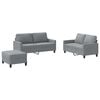 vidaXL 3-delige Loungeset met kussens stof lichtgrijs
