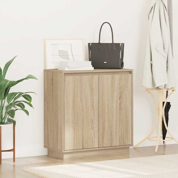 vidaXL LED Sideboard Sonoma Eiken 71 x 34,5 x 75 cm Bewerkt hout