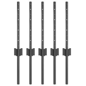 vidaXL Ingelaten hekpost 5 pcs Grijs 80 cm Gepoedercoat staal