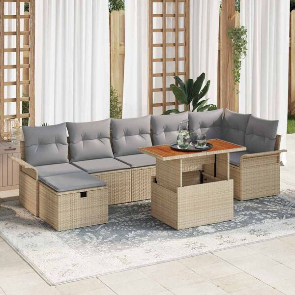 vidaXL Tuin Sofa Set 8 pcs Beige poly rattan