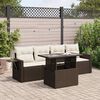 vidaXL 5-delige Loungeset met kussens poly rattan bruin