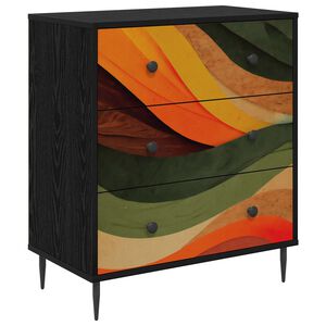 vidaXL Ladekast BONN Retro golfprint 66 x 36,5 x 76 cm Bewerkt hout