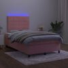 vidaXL Boxspring met matras en LED fluweel roze 120x190 cm