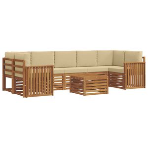 vidaXL Buiten bankenset 8 pcs Natuurlijk en Beige Massief Acaciahout