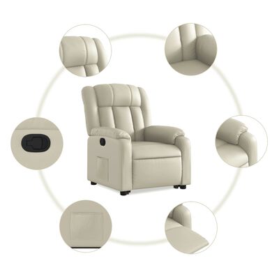 vidaXL Sta-op-stoel verstelbaar kunstleer crèmekleurig