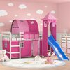vidaXL Kinderhoogslaper met toren 80x200 cm massief grenenhout roze