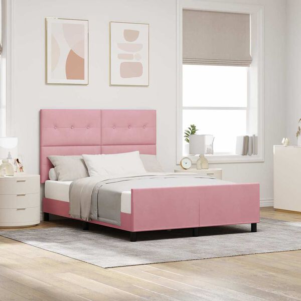 vidaXL Boxspringbed met hoofdeinde Roze 140 x 200 cm Fluweel
