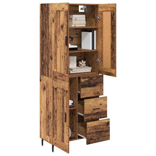 vidaXL Hoge kast met lade 2 pcs Oud Hout Bewerkt hout