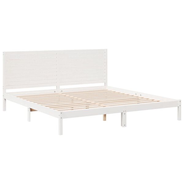 vidaXL Bedframe extra lang zonder matras massief hout wit 180x220 cm