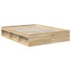 vidaXL Bedframe met hoofdeinde Gerookt eiken 150 x 200 cm Bewerkt hout