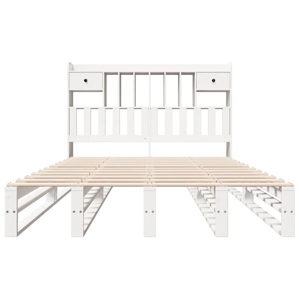 vidaXL Bed met boekenkast zonder matras grenenhout wit 150x200 cm